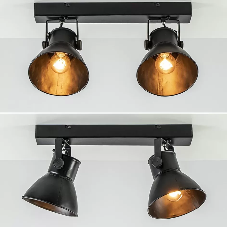 Light and Living | Keukenverlichting>Straluma 2-Lichts metalen plafondlamp Eliano mat zwart