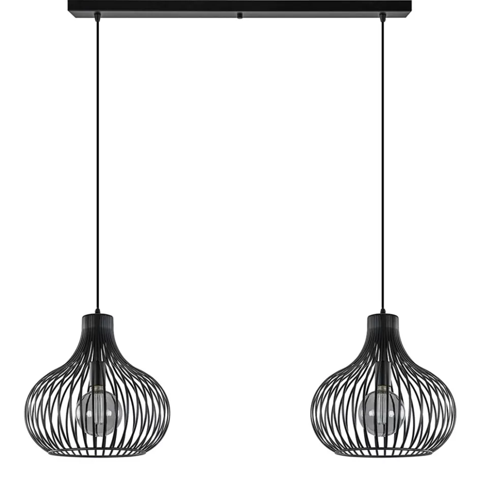 Eettafellampen | Draadlampen>Straluma 2-Lichts moderne hanglamp draad zwart