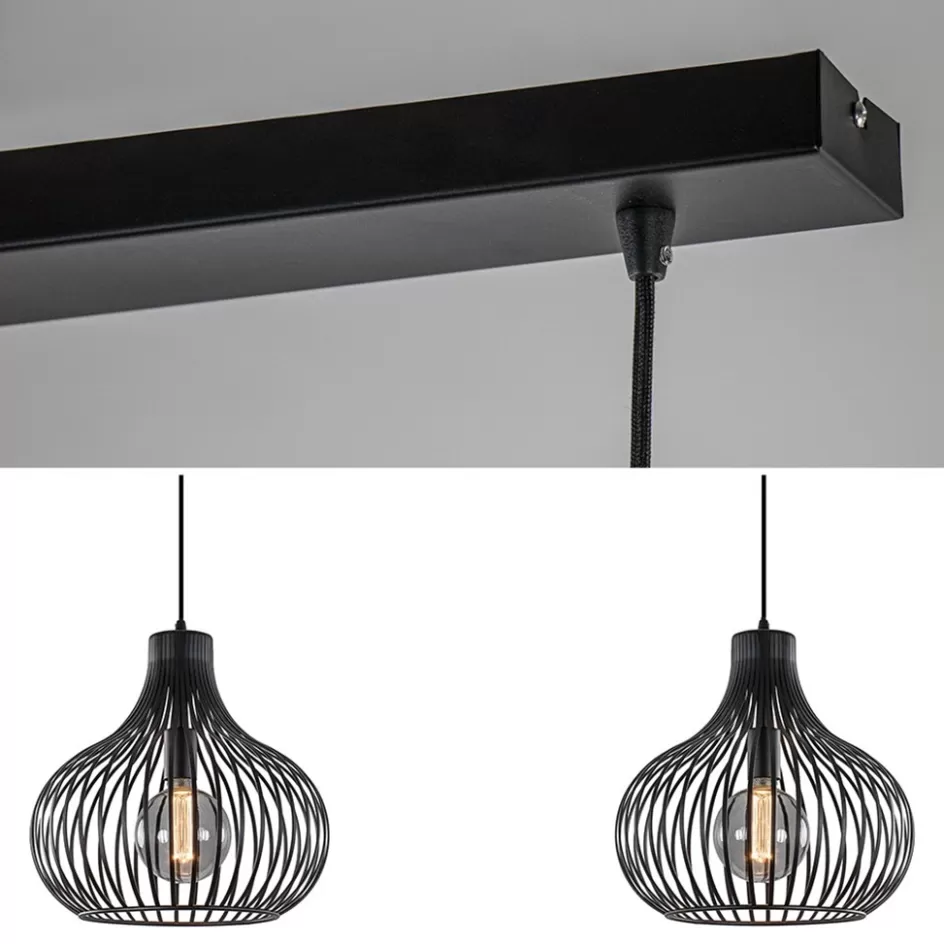 Eettafellampen | Draadlampen>Straluma 2-Lichts moderne hanglamp draad zwart