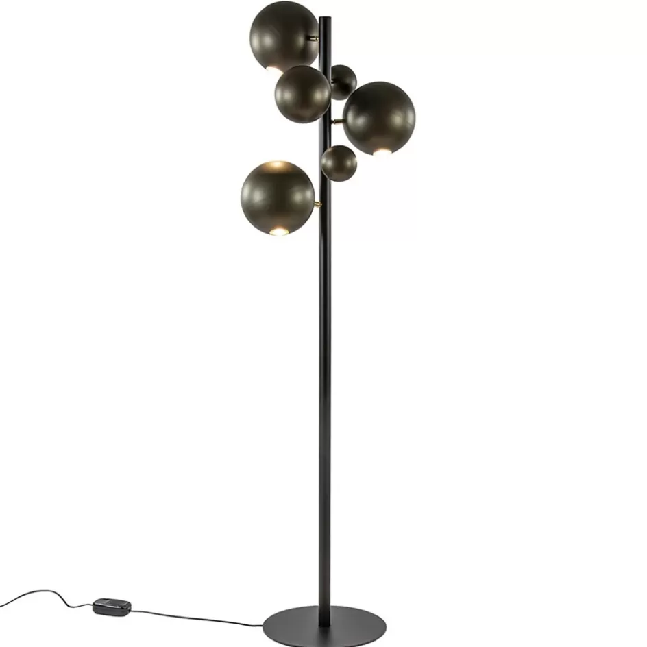 Vloerlampen | Design Verlichting>Straluma 3-Lichts design vloerlamp zwart met platinum bollen