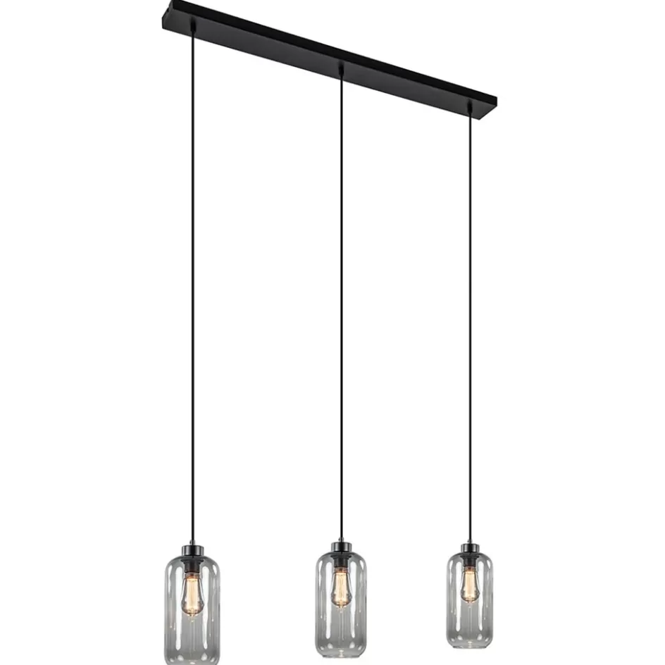 Eettafellampen | Pendel Lampen>Straluma 3-Lichts eettafelhanglamp smoke glas cilinder