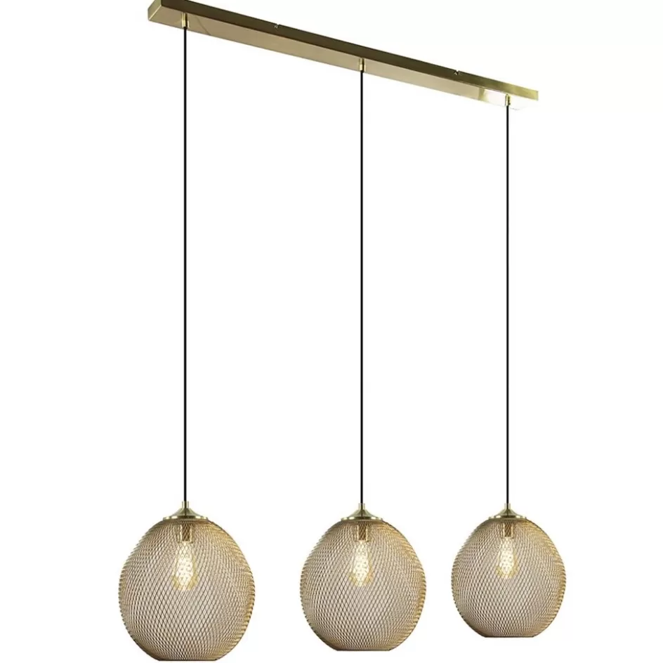 Eettafellampen | Light and Living>Straluma 3-Lichts hanglamp Moroc goud Light and Living