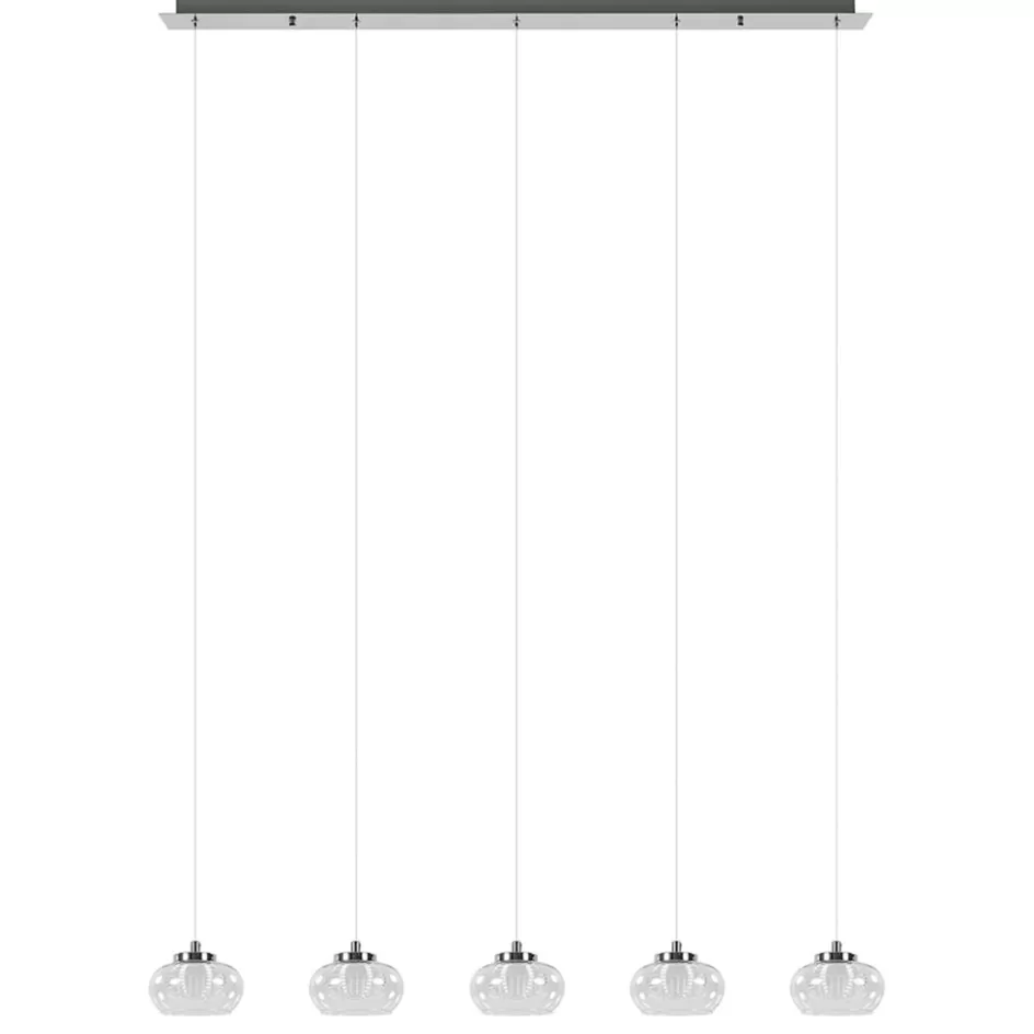 Hanglampen | Eettafellampen>Straluma 5-Lichts hanglamp chroom met helder glas en dimbaar LED