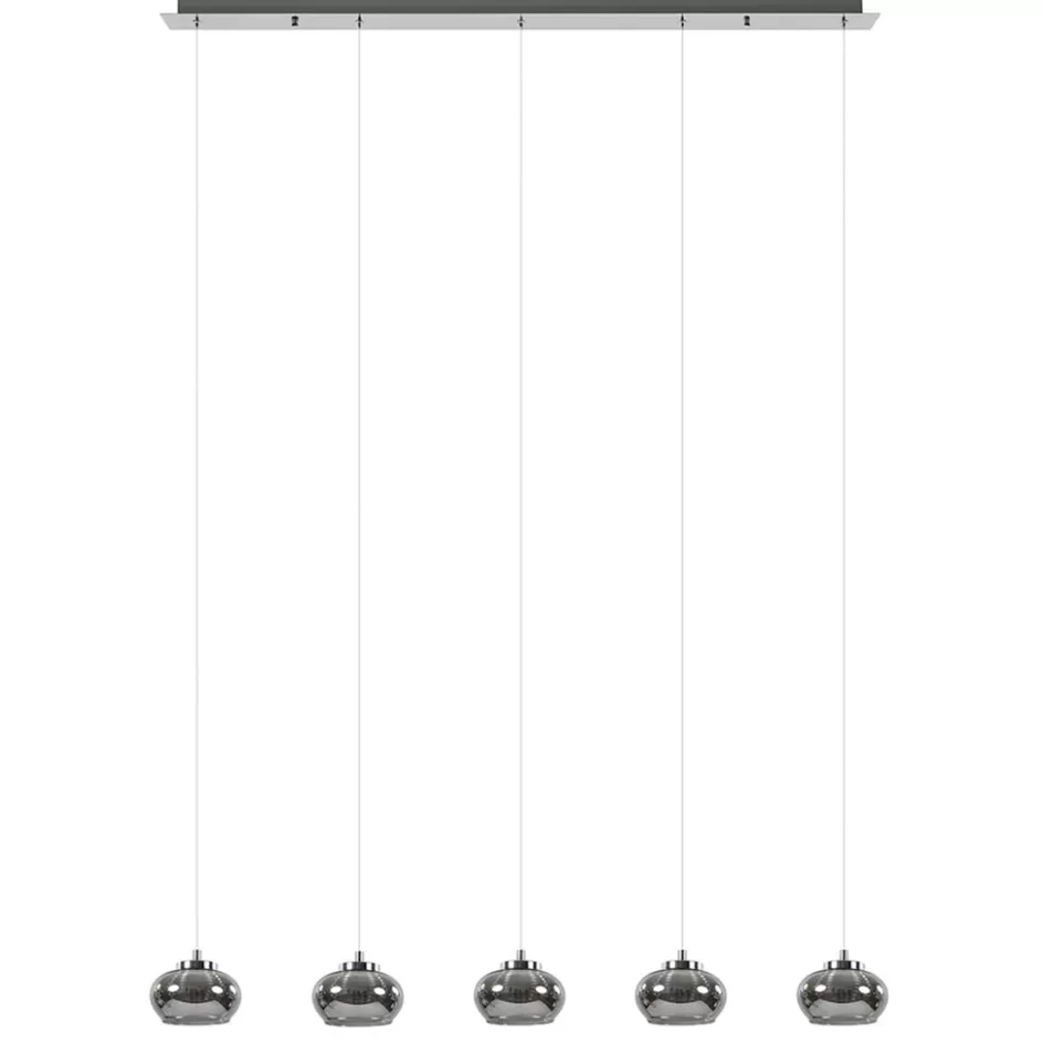 Hanglampen | Eettafellampen>Straluma 5-Lichts LED eettafelhanglamp smoke glas dimbaar