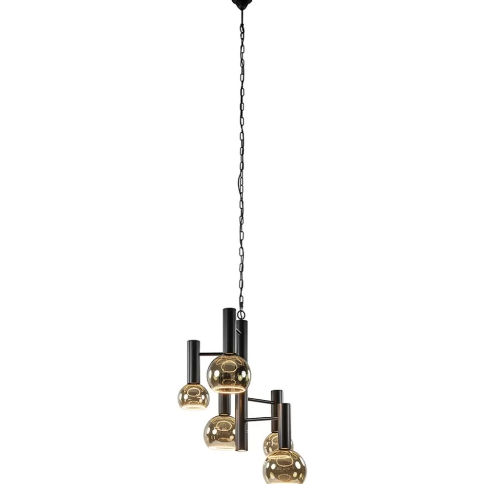 Hanglampen | Videverlichting>Straluma 5-Lichts vide hanglamp textured black excl lichtbronnen