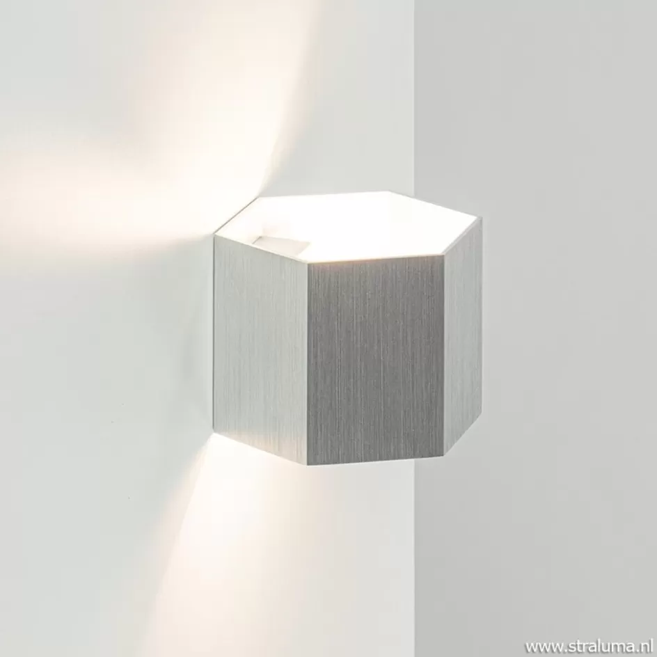 Halverlichting | Wandlampen>Straluma Aluminium wandlamp 6-hoek up+down