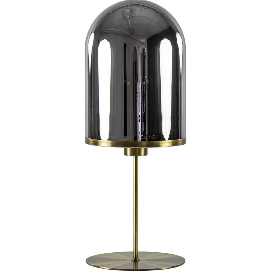 Tafellampen | Light and Living>Straluma Antiek bronzen tafellamp Maverick met smoke glas groot