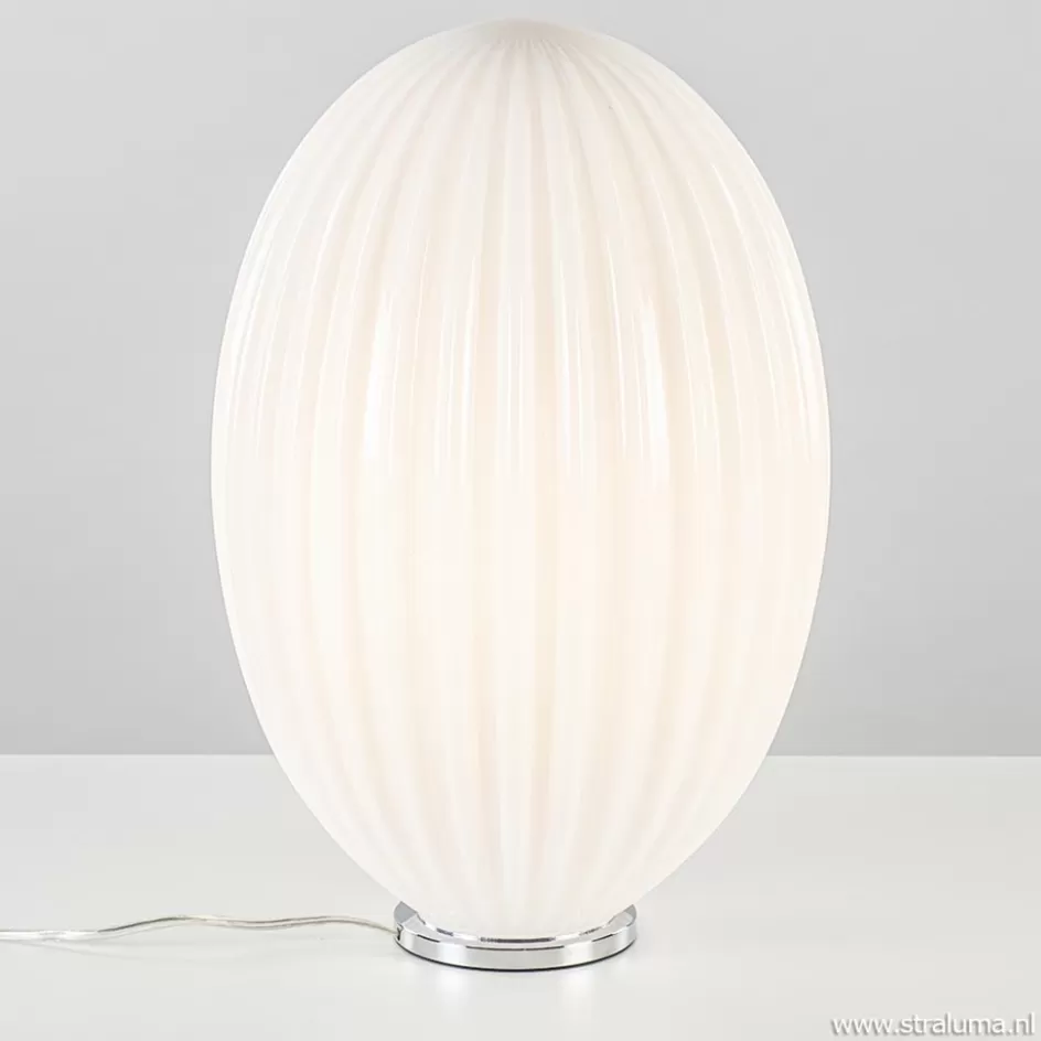 Tafellampen | Moderne Verlichting>Straluma Art Deco tafellamp chroom met opaal glazen kap