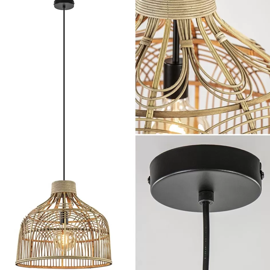 Eettafellampen | Light and Living>Straluma Botanische hanglamp Pocita rotan naturel 48 cm