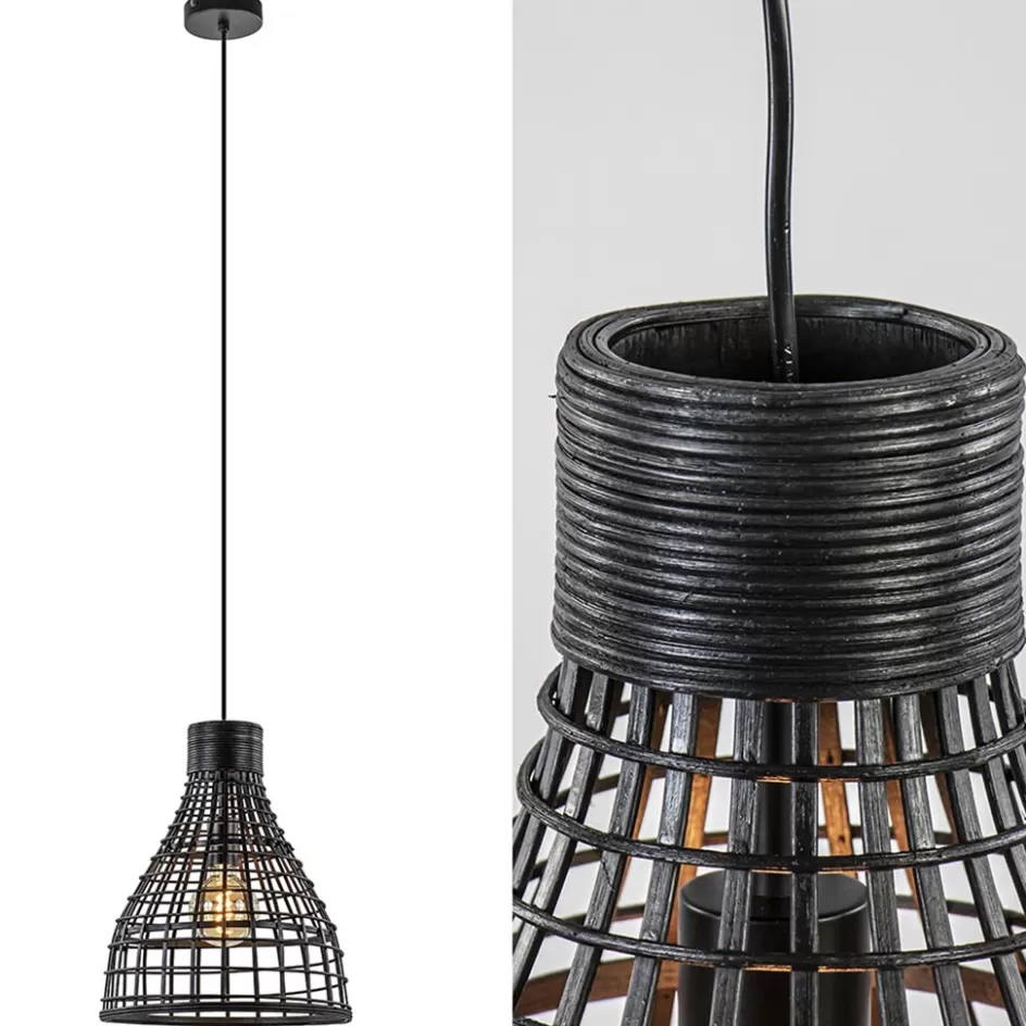 Light and Living | Keukenverlichting>Straluma Botanische hanglamp Puerto rotan mat zwart