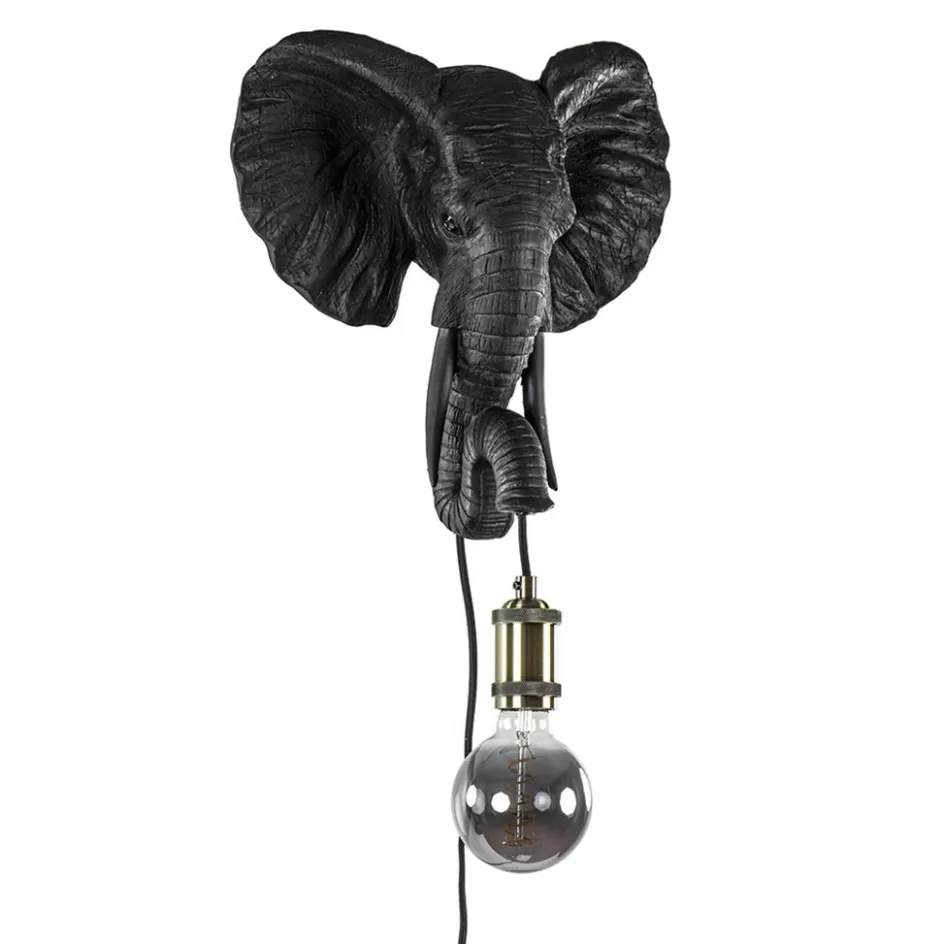 Light and Living | Woonkamerlampen>Straluma Botanische wandlamp Elephant mat zwart