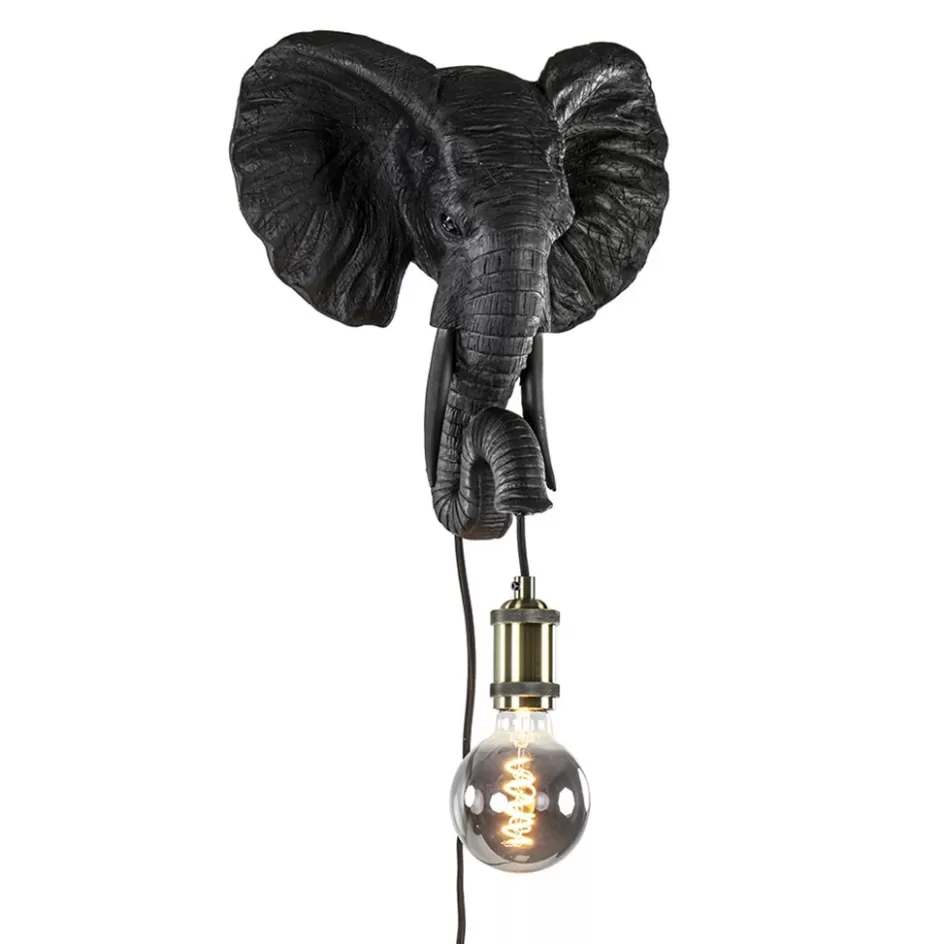 Light and Living | Woonkamerlampen>Straluma Botanische wandlamp Elephant mat zwart