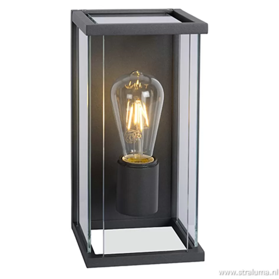 Buitenlampen | Halverlichting>Straluma Buitenlamp antraciet/glas met bewegingssensor IP54