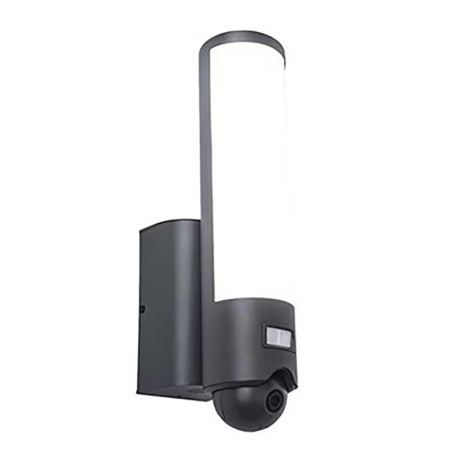 Wandlampen | Buitenlampen>Straluma Buitenlamp cilinder donker grijs inclusief LED en camera