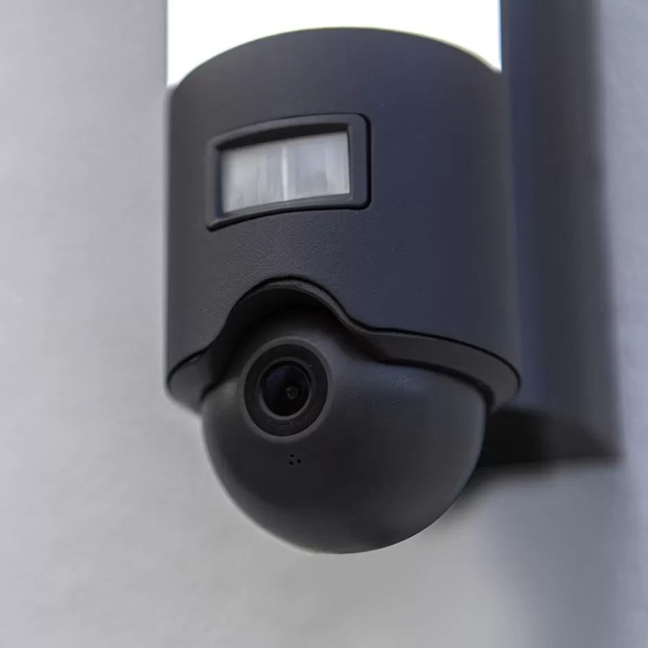 Wandlampen | Buitenlampen>Straluma Buitenlamp cilinder donker grijs inclusief LED en camera