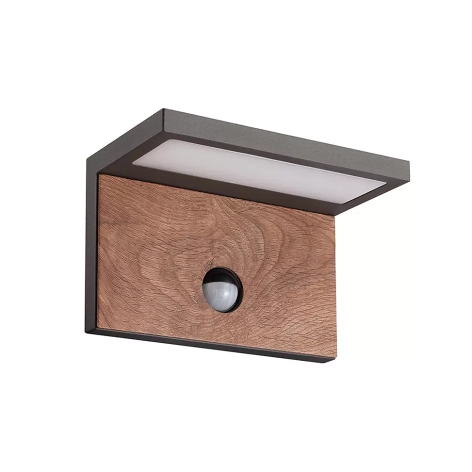 Wandlampen | Buitenlampen>Straluma Buitenlamp Ruka antra/hout sensor IP54