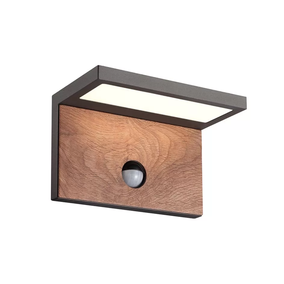 Wandlampen | Buitenlampen>Straluma Buitenlamp Ruka antra/hout sensor IP54