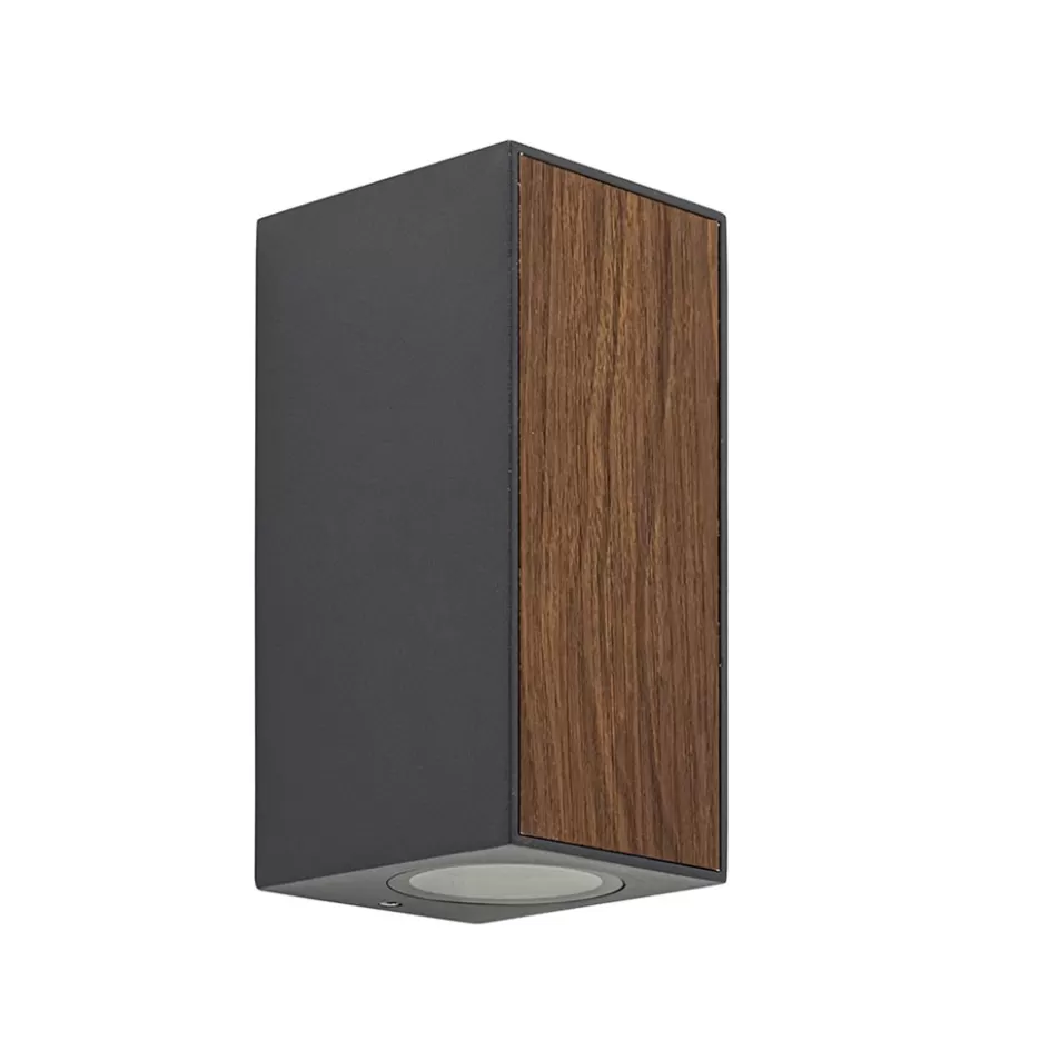 Wandlampen | Buitenlampen>Straluma Buitenlamp up+down GU10 donker grijs/hout