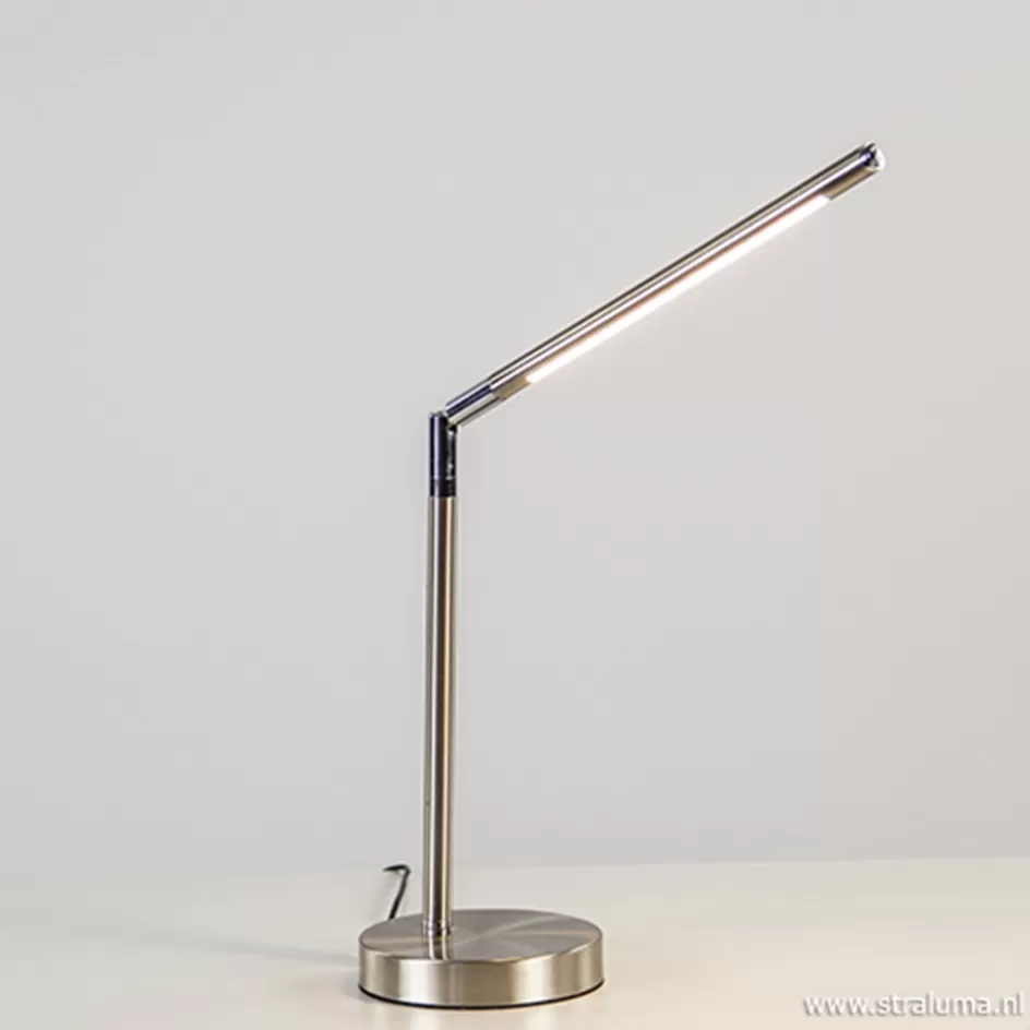 Tafellampen | Bureaulampen>Straluma Burolamp Ugello nikkel met pushdimmer