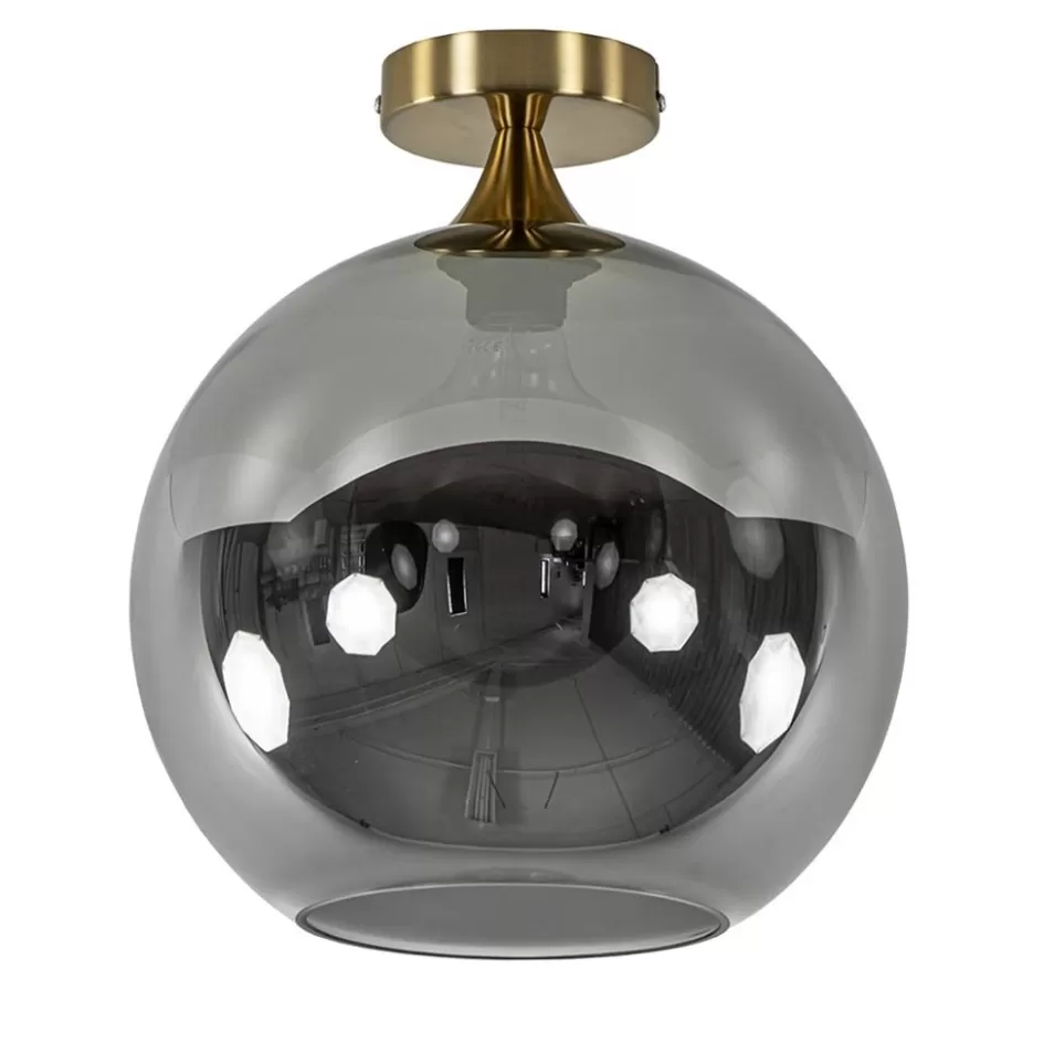 Plafondlampen | Luxe Verlichting>Straluma Chique plafondlamp goud met smoke/titanium glazen bol