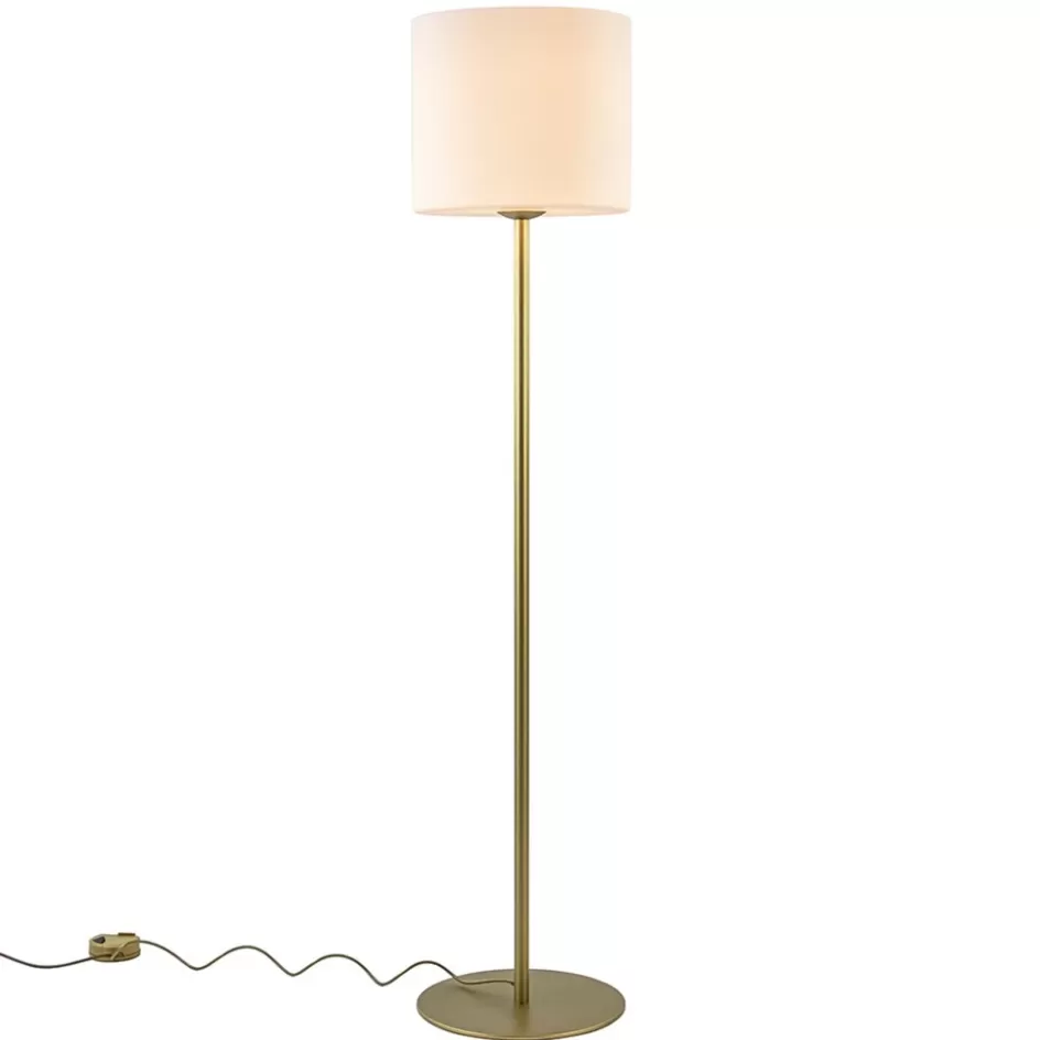 Vloerlampen | Design Verlichting>Straluma Chique vloerlamp mat goud met mat witte glazen kap