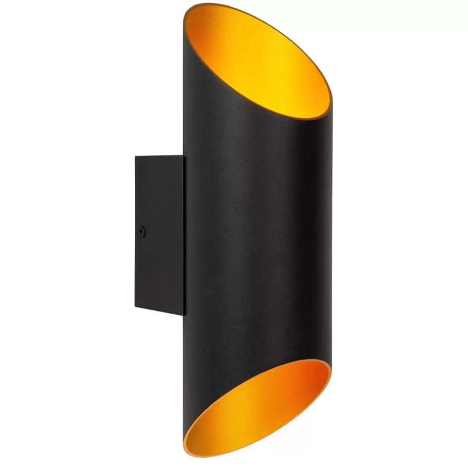 Wandlampen | Design Verlichting>Straluma Cilinder wandlamp zwart goud up+down