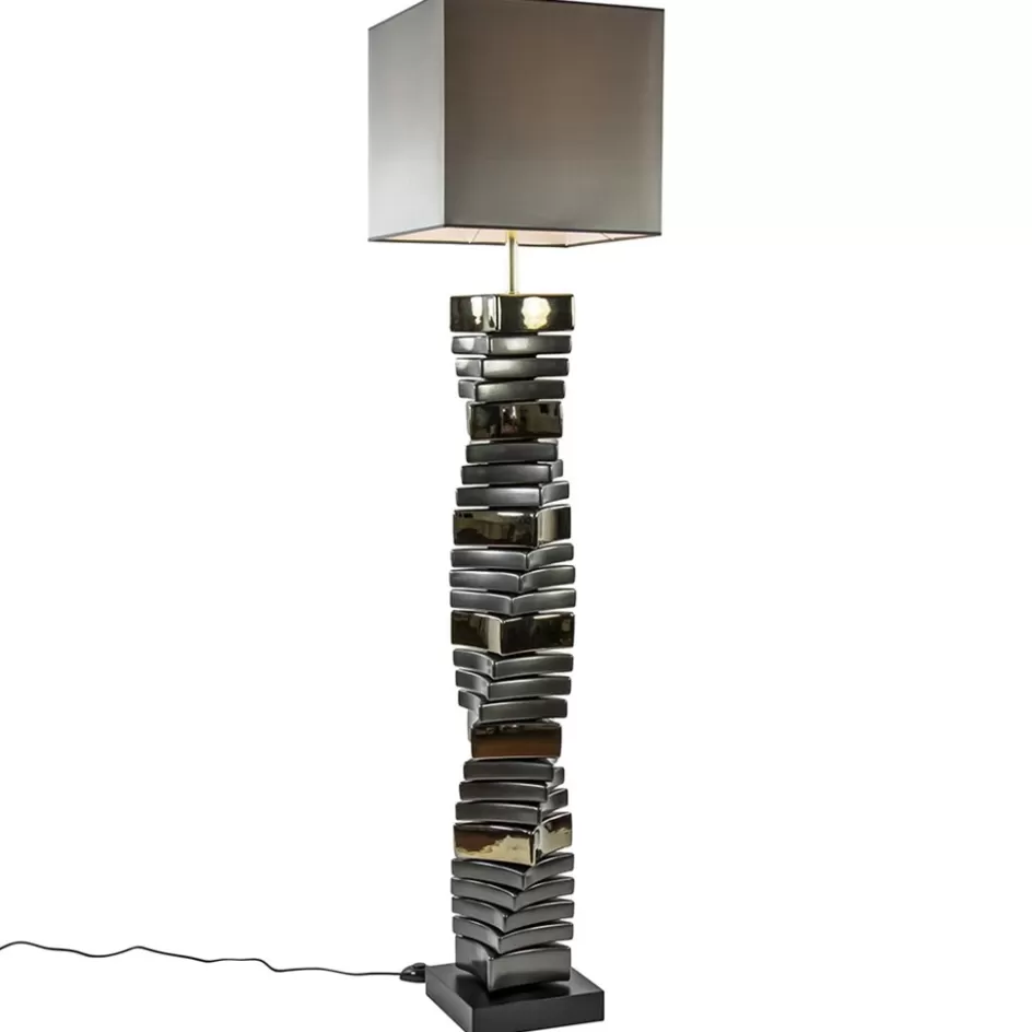 Vloerlampen | Schemerlampen>Straluma Decoratieve vloerlamp grijs/goud met vierkante kap