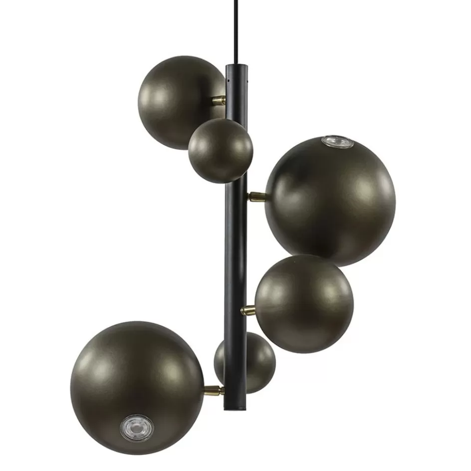 Hanglampen | Eettafellampen>Straluma Design hanglamp zwart met platinum bollen 2L