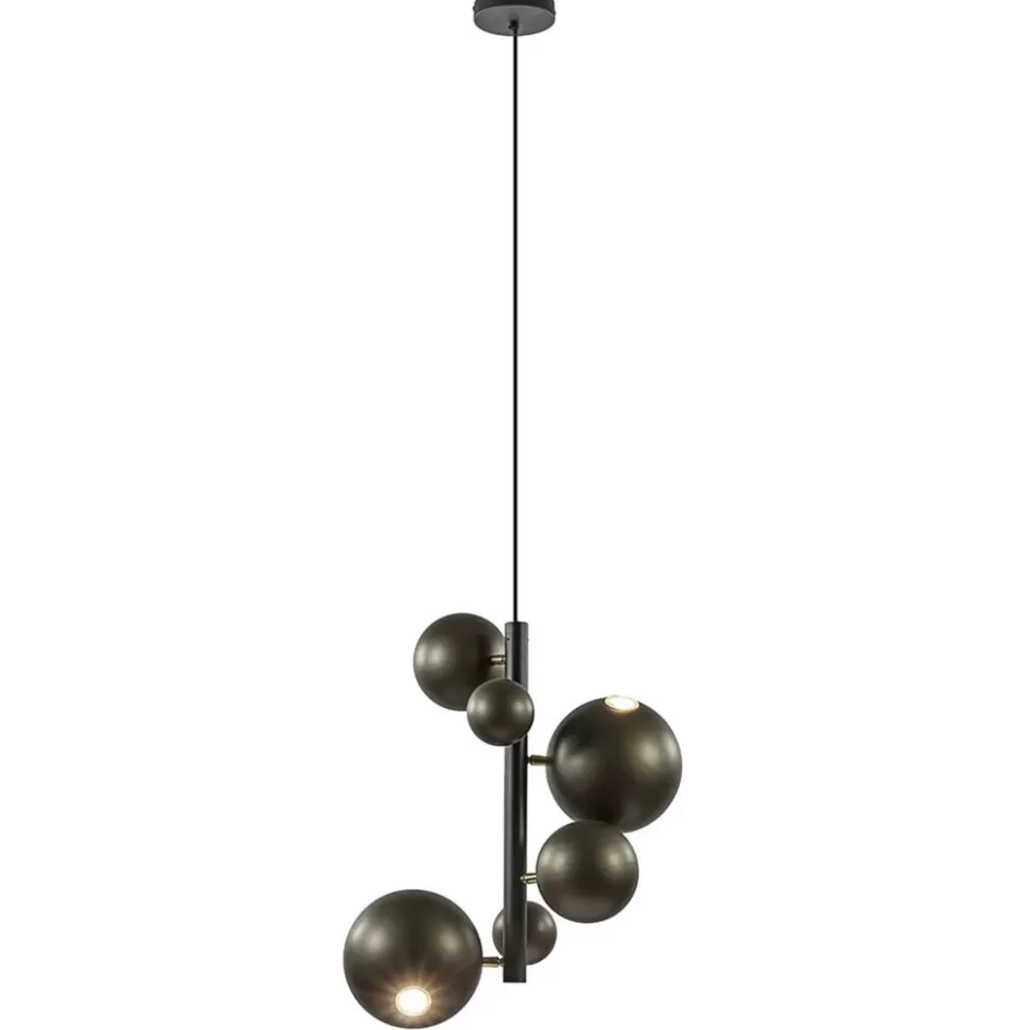 Hanglampen | Eettafellampen>Straluma Design hanglamp zwart met platinum bollen 2L