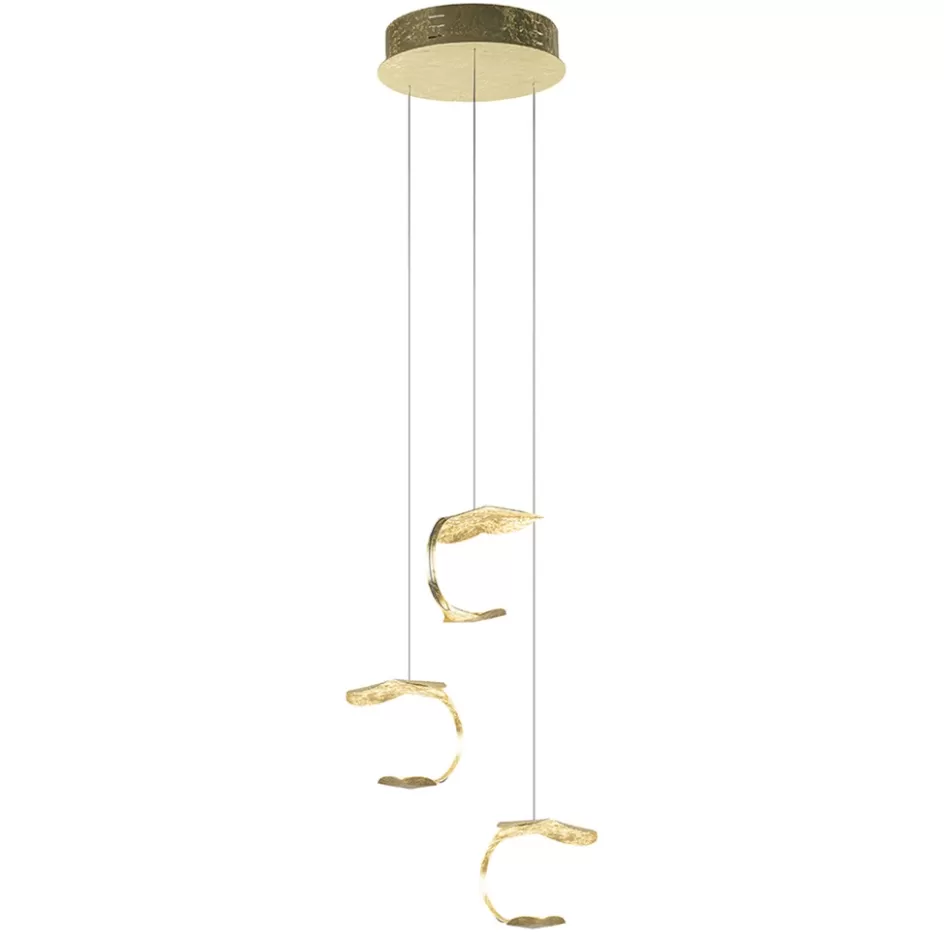 Hanglampen | LED Hanglampen>Straluma Design LED hanglamp 3-lichts rond goldleaf