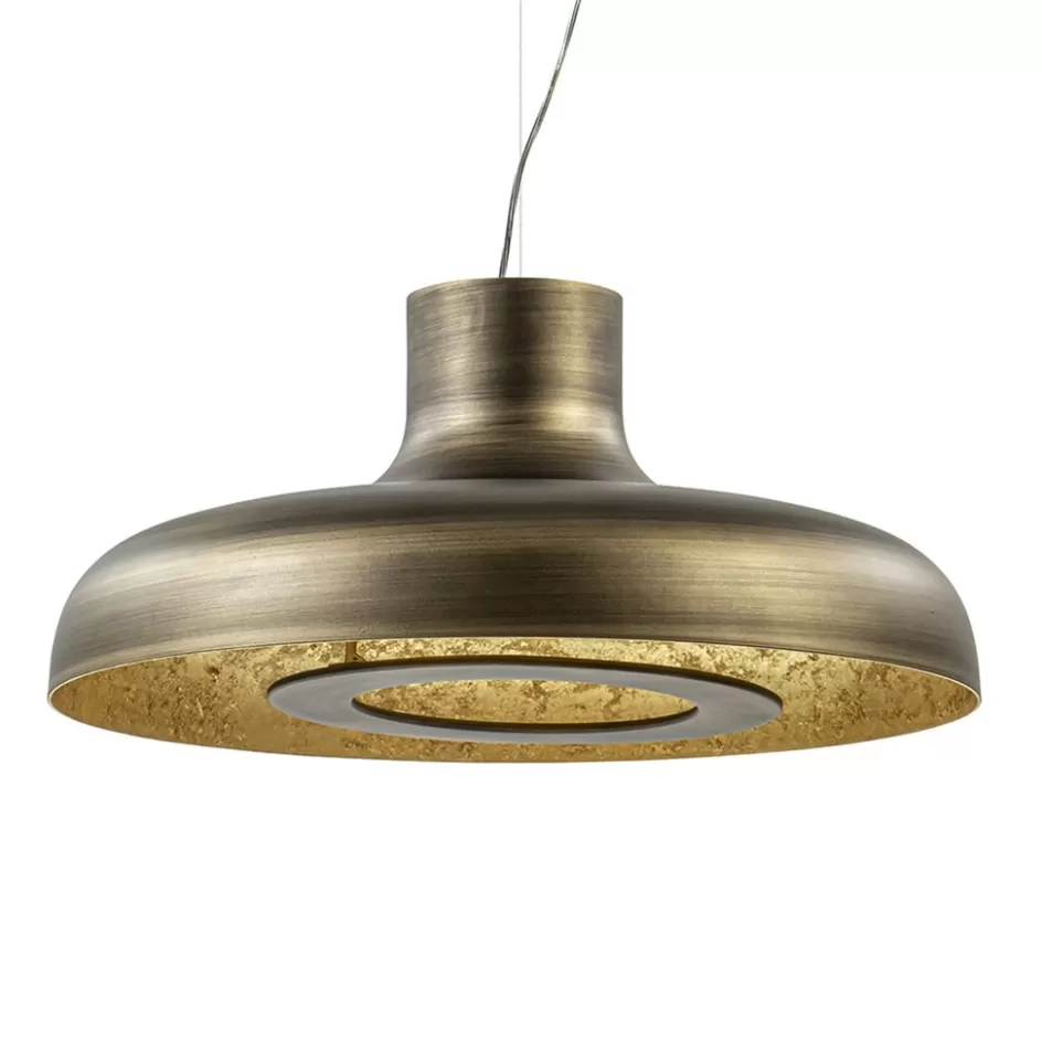 Hanglampen | Eettafellampen>Straluma Design LED hanglamp koepel brushed brons met goldleaf