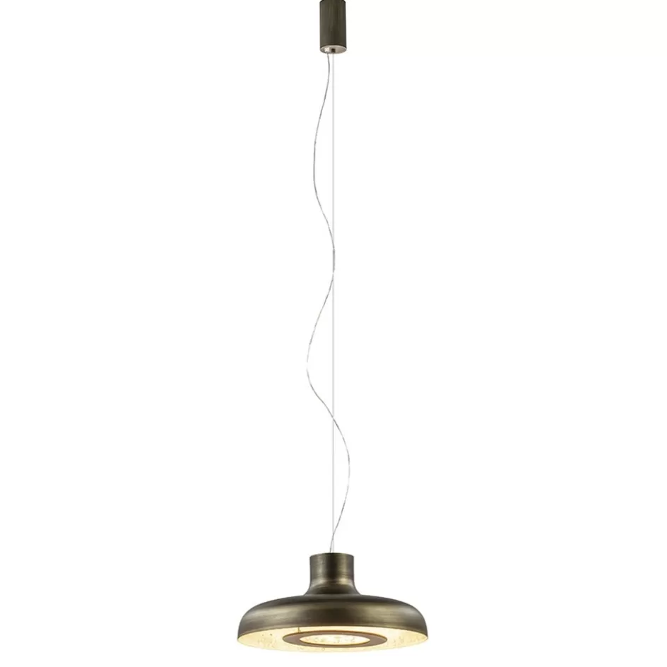 Hanglampen | Eettafellampen>Straluma Design LED hanglamp koepel brushed brons met goldleaf