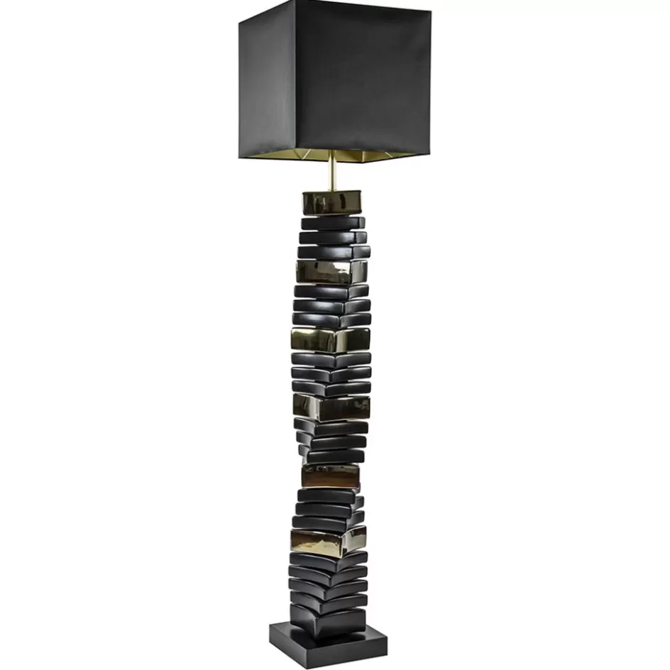 Schemerlampen | Woonkamerlampen>Straluma Design vloerlamp keramiek zwart/goud met zwarte kap