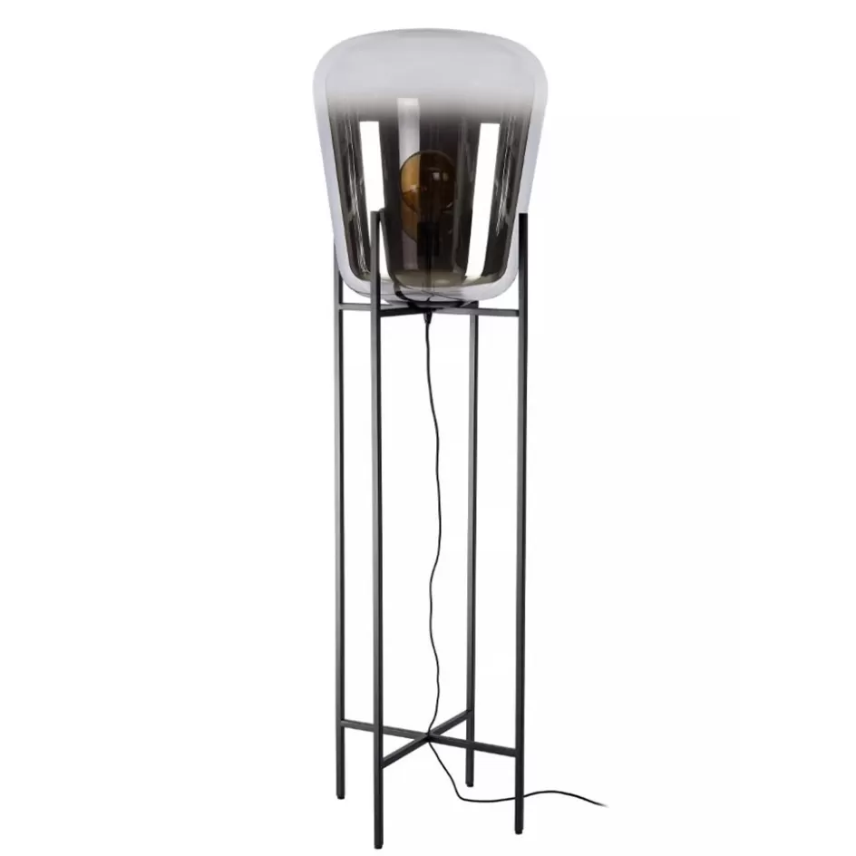 Vloerlampen | Design Verlichting>Straluma Design vloerlamp zwart frame met grote glazen kap