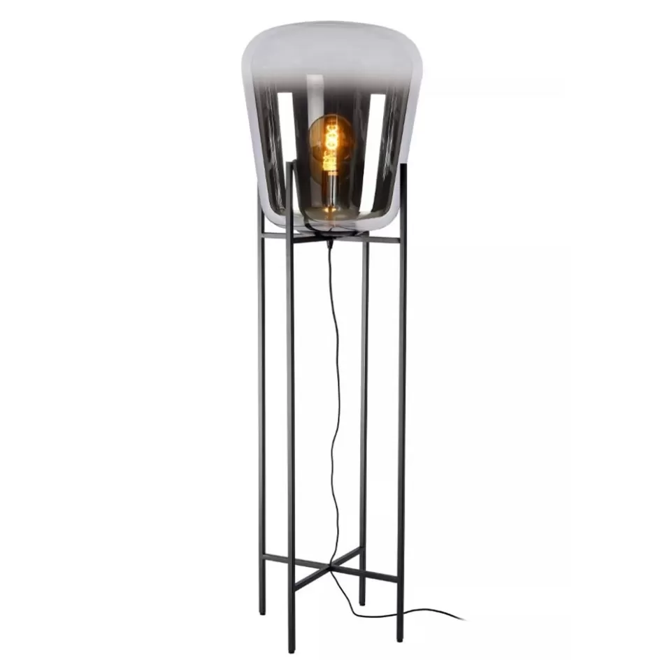 Vloerlampen | Design Verlichting>Straluma Design vloerlamp zwart frame met grote glazen kap