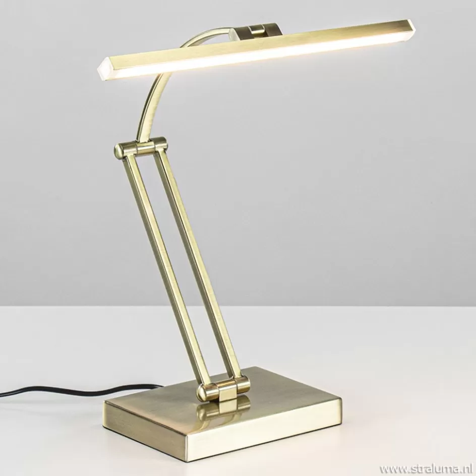 Tafellampen | Bureaulampen>Straluma Dimbare LED bureaulamp brons verstelbaar