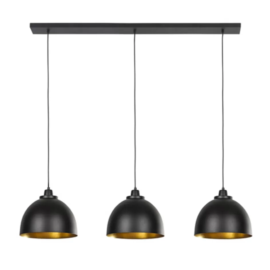 Eettafellampen | Light and Living>Straluma Eettafel hanglamp Kylie 3- lichts zwart-goud