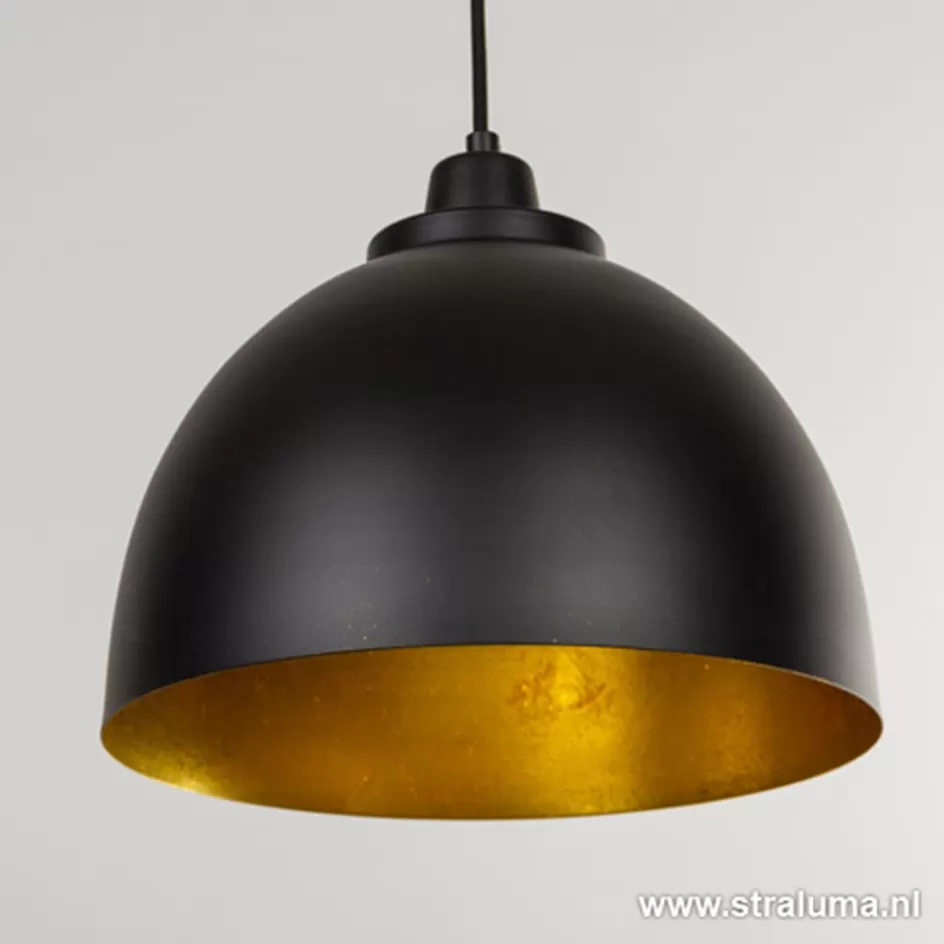 Eettafellampen | Light and Living>Straluma Eettafel hanglamp Kylie 3- lichts zwart-goud