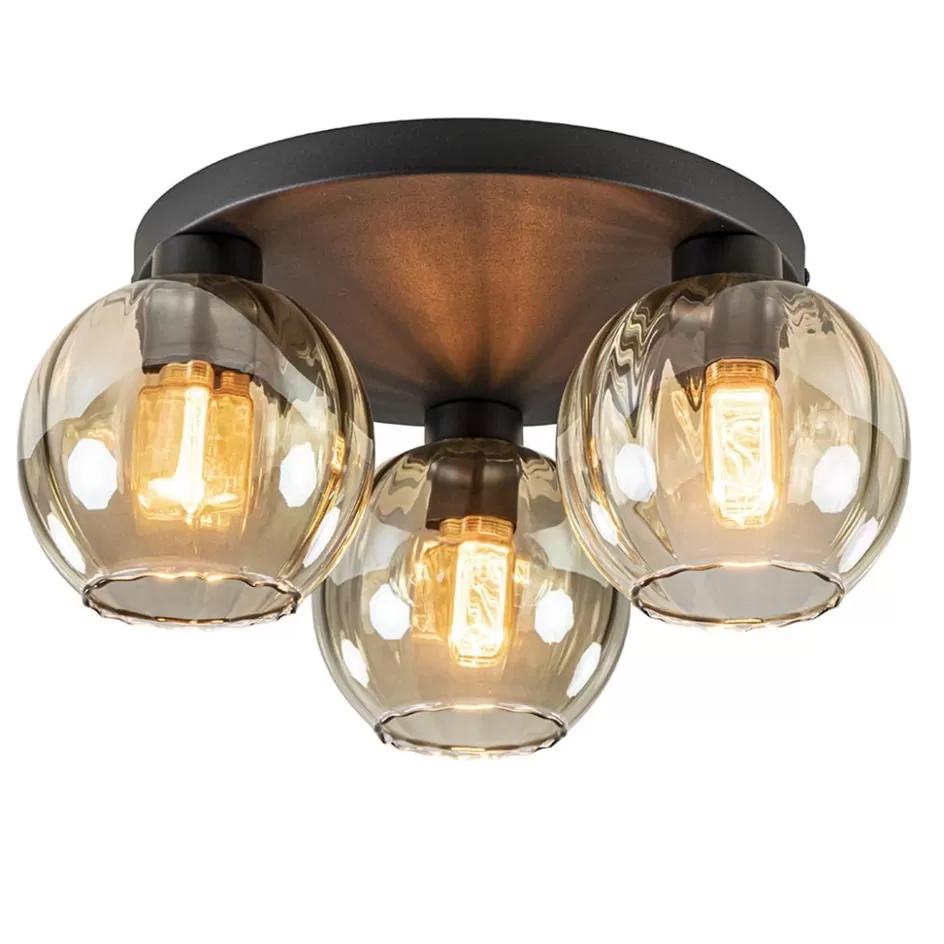 Plafondlampen | Klassieke Verlichting>Straluma Elegante plafondlamp 3-lichts amber glas