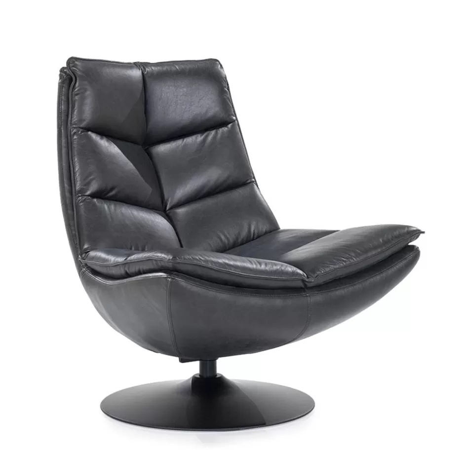 Fauteuils>Straluma Fauteuil Sven leder - zwart