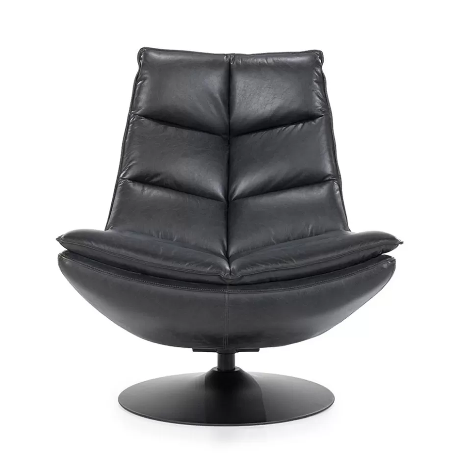 Fauteuils>Straluma Fauteuil Sven leder - zwart