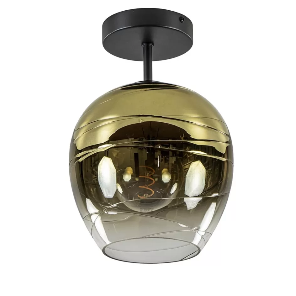 Keukenverlichting | Plafondlampen>Straluma Glazen plafondlamp gold gradient met zwart