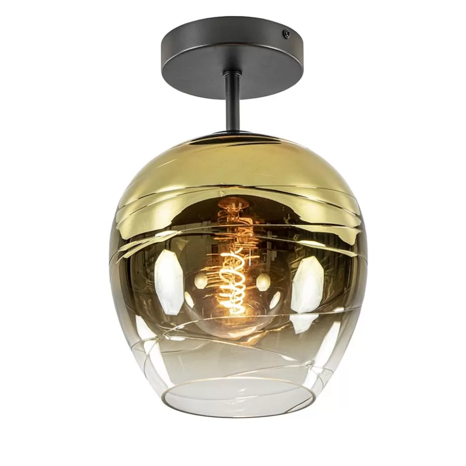 Keukenverlichting | Plafondlampen>Straluma Glazen plafondlamp gold gradient met zwart