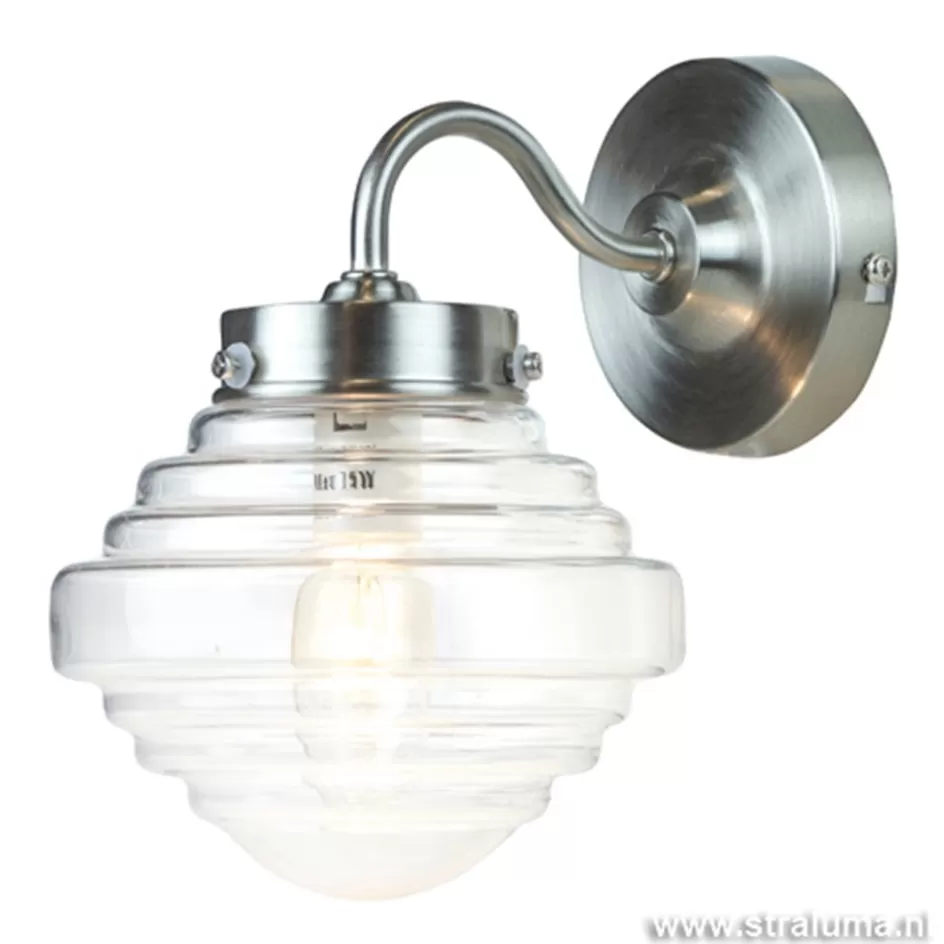 Woonkamerlampen | Slaapkamerlampen>Straluma Glazen wandlamp met staal Deco