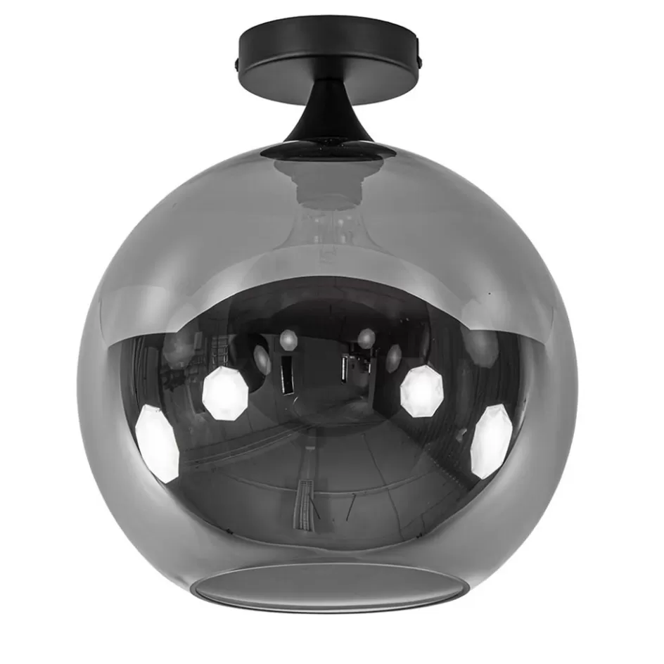 Plafondlampen | Luxe Verlichting>Straluma Globe plafondlamp zwart met smoke/titanium glas 30 cm