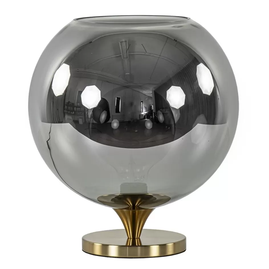 Tafellampen | Luxe Verlichting>Straluma Globe tafellamp smoke/titanium met gouden voet