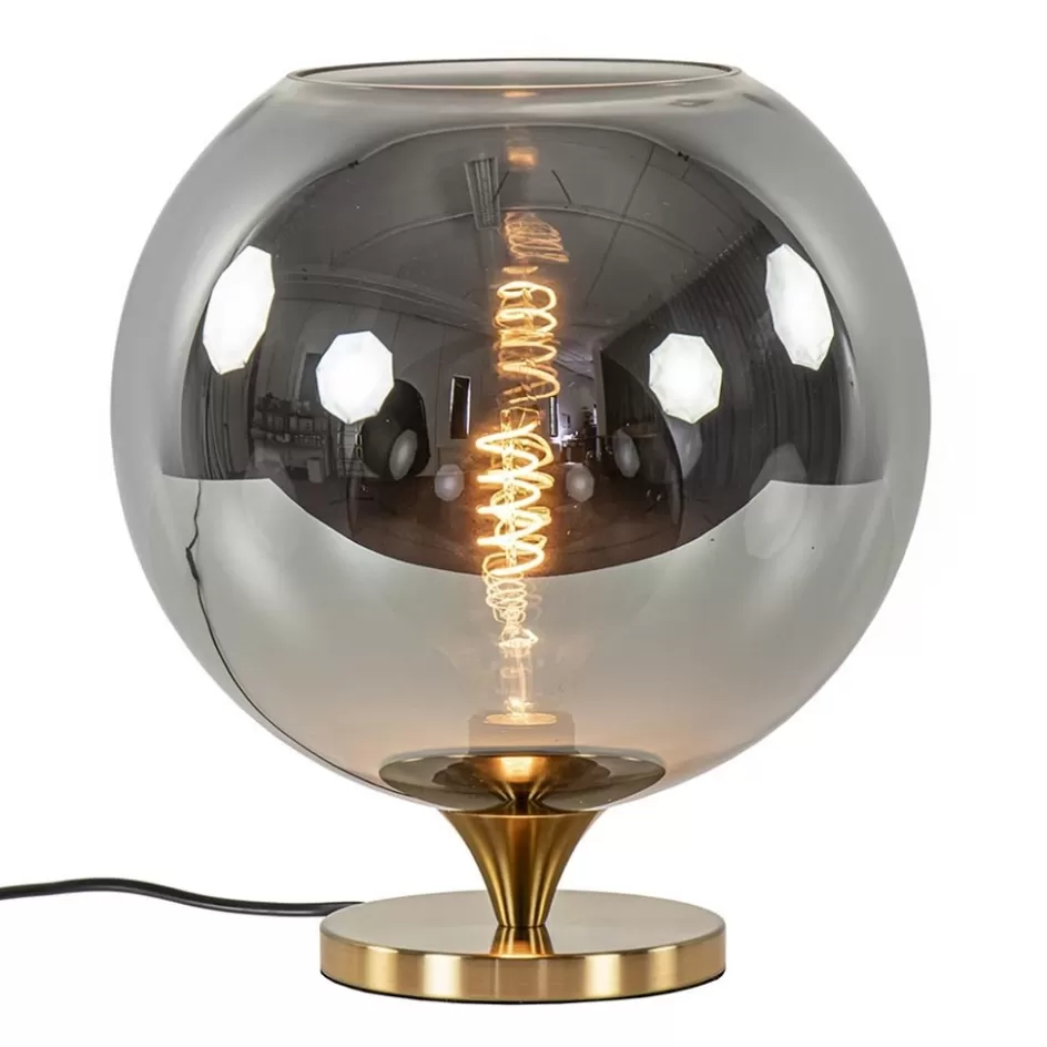 Tafellampen | Luxe Verlichting>Straluma Globe tafellamp smoke/titanium met gouden voet