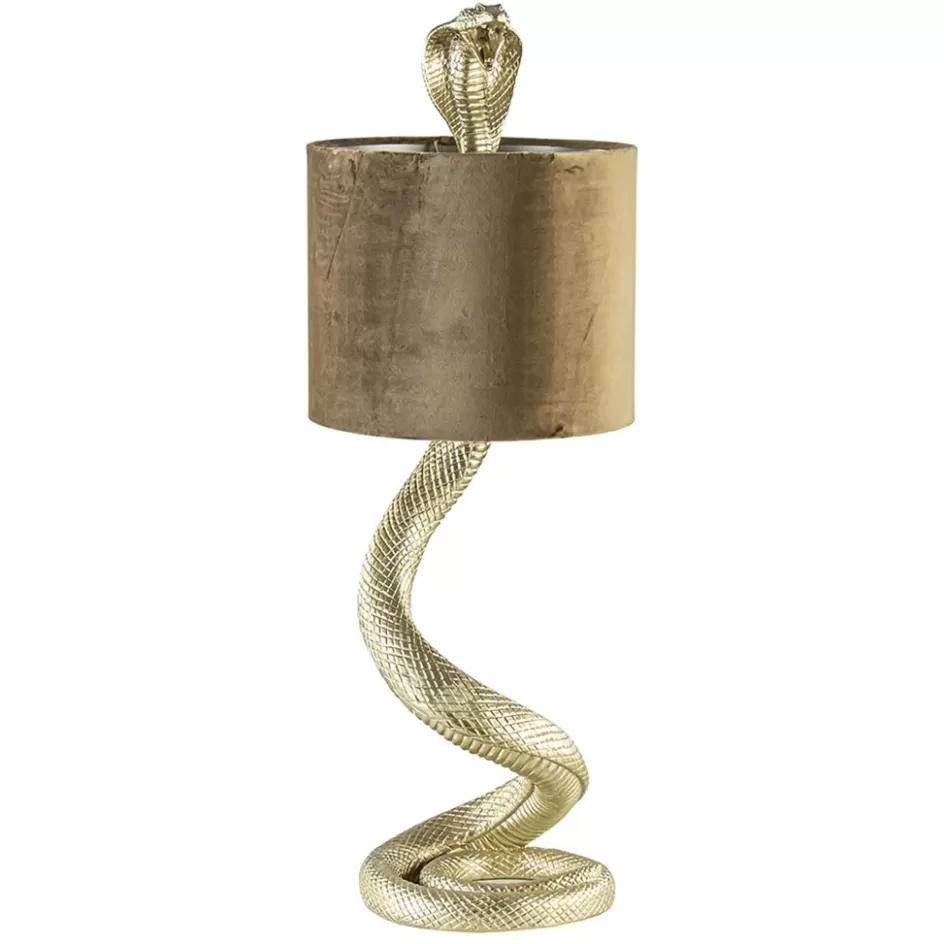 Tafellampen | Light and Living>Straluma Gouden tafellamp Snake met velours kap