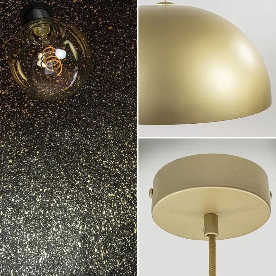 Eettafellampen | Keukenverlichting>Straluma Grote design hanglamp koepel mat goud met zwart 90 cm