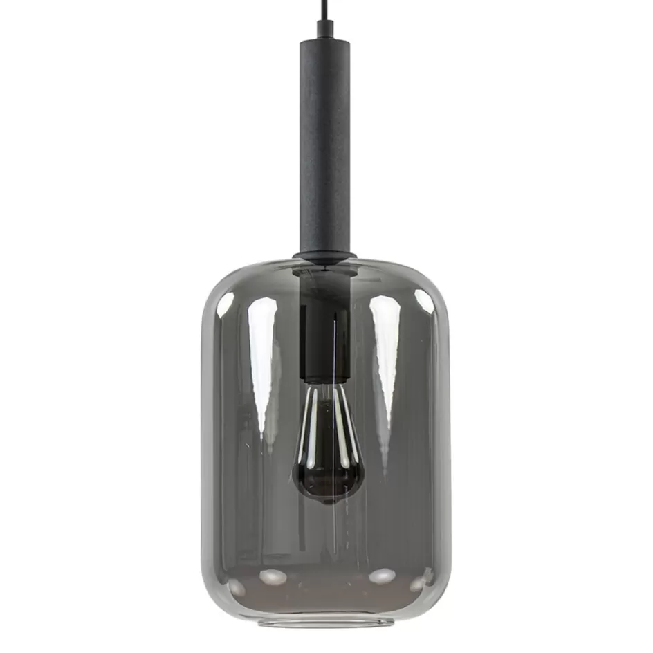 Hanglampen | Light and Living>Straluma Grote hanglamp Lekar zwart met smoke glas